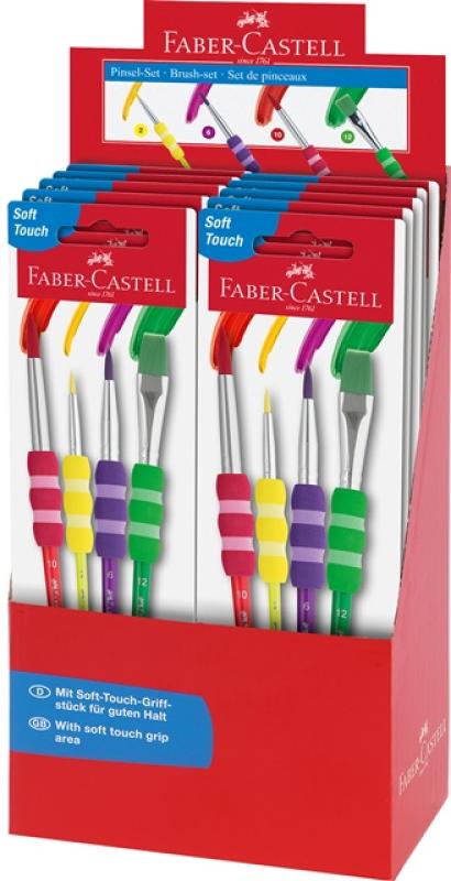 Faber-Castell Pinselset 4er-Set 3 Haar- + 1 Borstenpinsel Softgriffstück